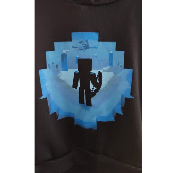 JINX Minecraft Fleece Lined Hoodie Black Blue Kids Small 6/7 - Picture 11 of 11